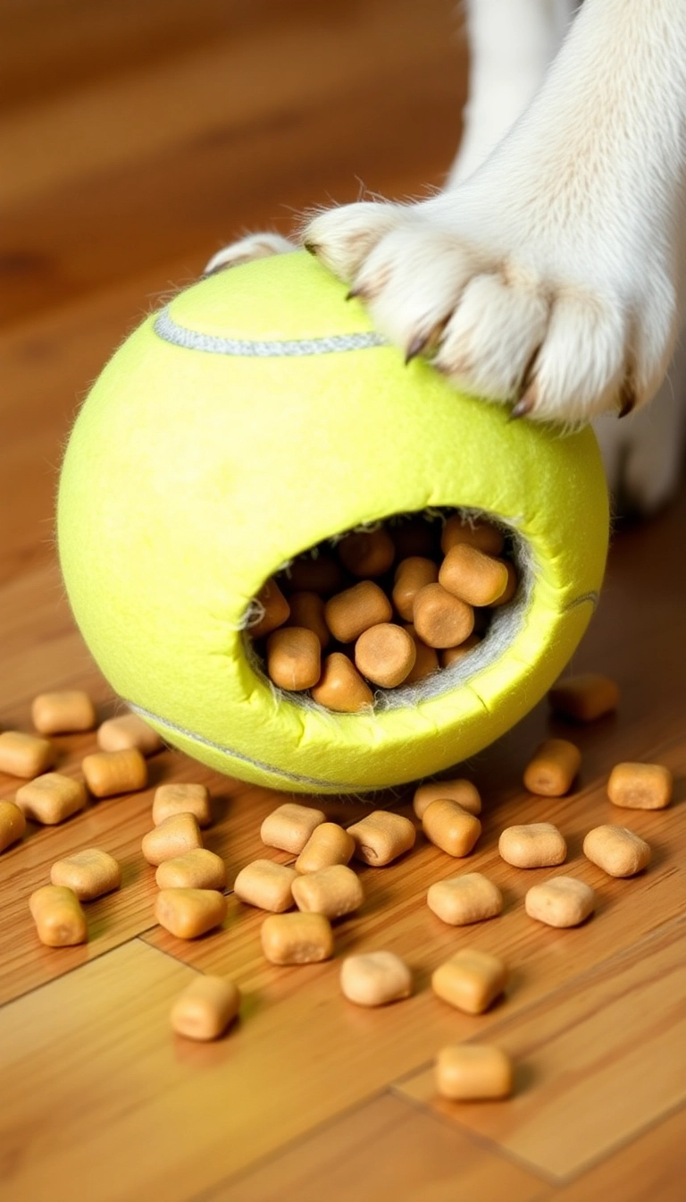 10 DIY Pet Toys You Can Make at Home in Under 30 Minutes (Your Pup Will Love #5!) - 6. Tennis Ball Treat Dispenser