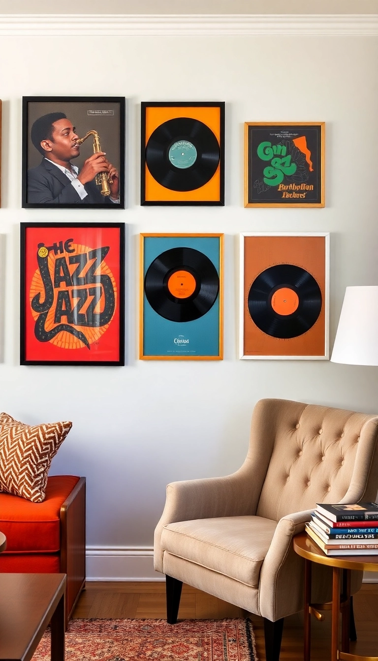 12 Jazz Revival Living Room Ideas That'll Make You Feel Like You're in a Speakeasy! - 5. Vintage Records Display