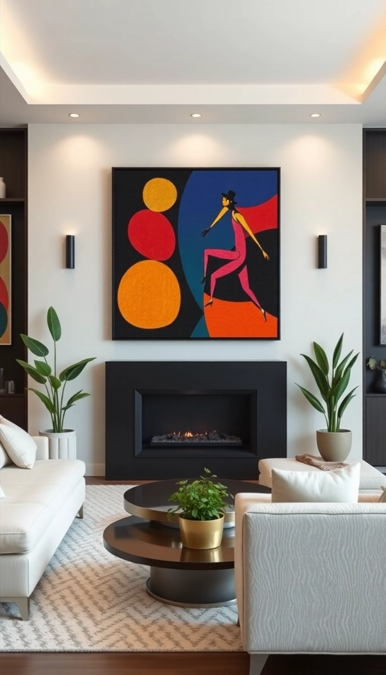 12 Jazz Revival Living Room Ideas That'll Make You Feel Like You're in a Speakeasy! - 7. Jazz-Inspired Artwork