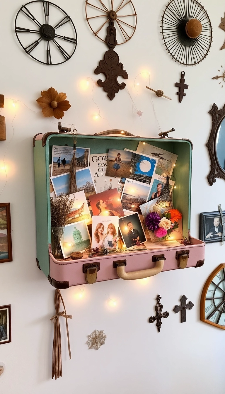 13 Creative Art Repurposing Ideas That Will Inspire Your Inner Artist! - 1. Vintage Suitcase Wall Art