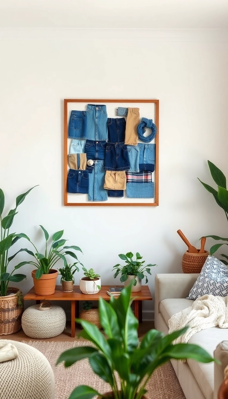 13 Creative Art Repurposing Ideas That Will Inspire Your Inner Artist! - 4. Denim Fabric Wall Art