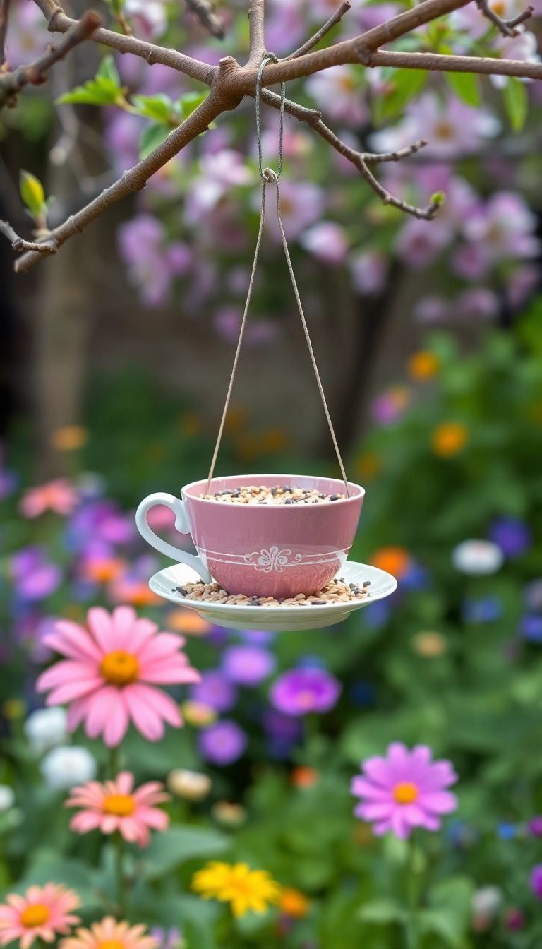 13 Creative Art Repurposing Ideas That Will Inspire Your Inner Artist! - 6. Teacup Bird Feeders