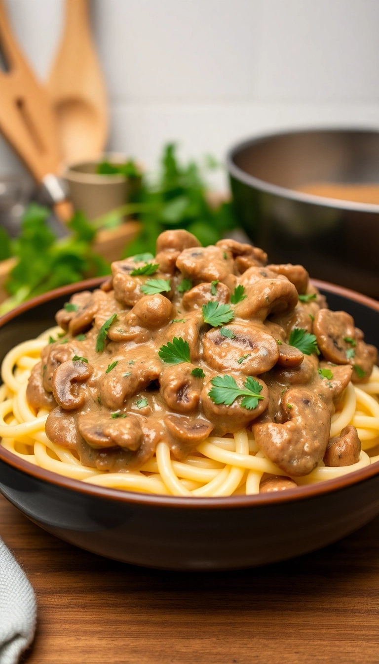 14 Delicious Vegan Meals That Even Meat Lovers Will Devour (Don't Miss #4!) - 1. Creamy Vegan Mushroom Stroganoff