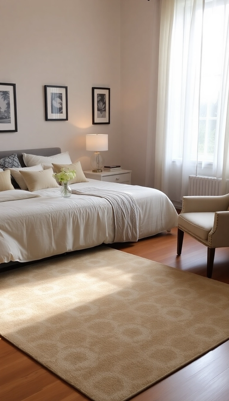 15 Budget-Friendly Bedroom Makeover Ideas You Won't Believe Are Under $100! - 11. Use Area Rugs to Define Spaces