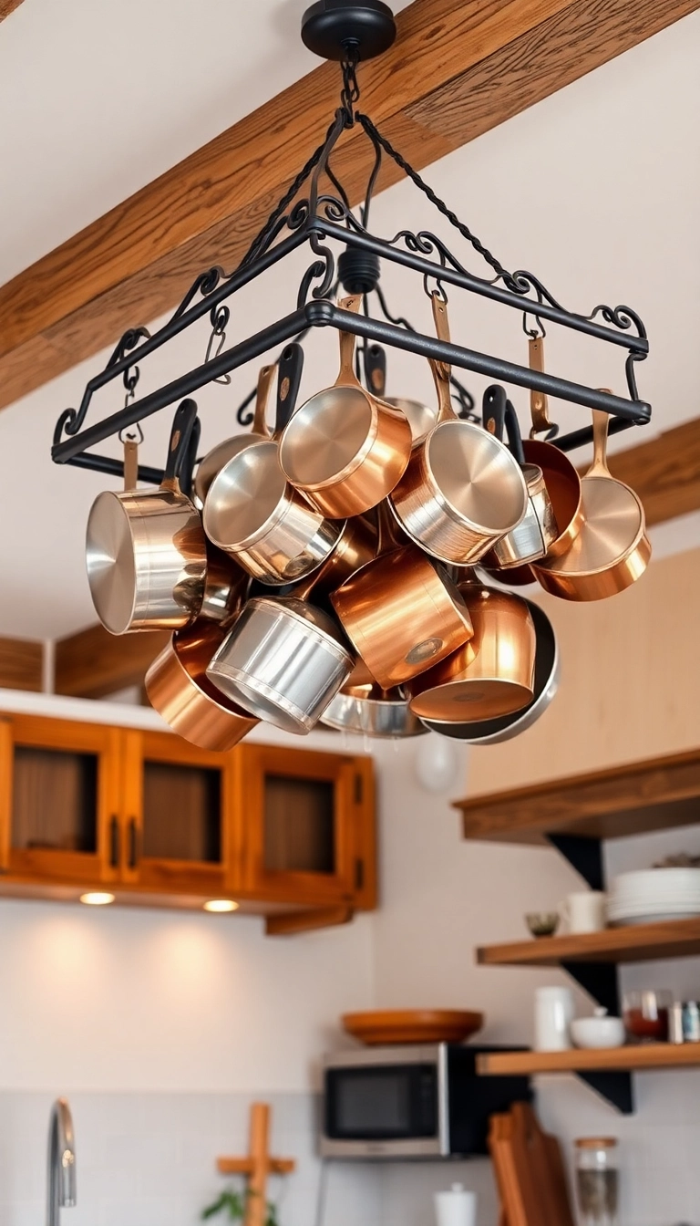 15 Genius Kitchen Storage Ideas That'll Make You Say 'Why Didn't I Think of That?!' - 10. Ceiling-Mounted Pot Rack