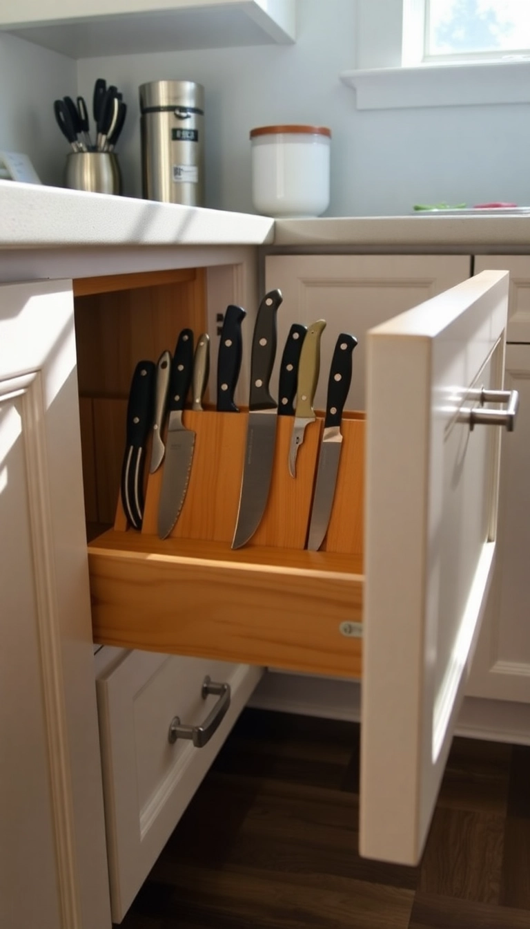 15 Genius Kitchen Storage Ideas That'll Make You Say 'Why Didn't I Think of That?!' - 11. Drawer with Built-in Knife Block