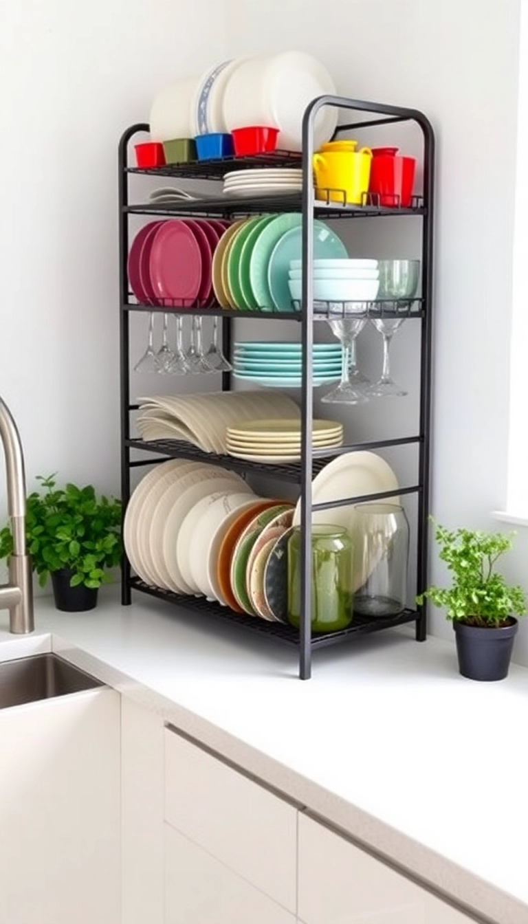 15 Genius Kitchen Storage Ideas That'll Make You Say 'Why Didn't I Think of That?!' - 5. Vertical Dish Rack