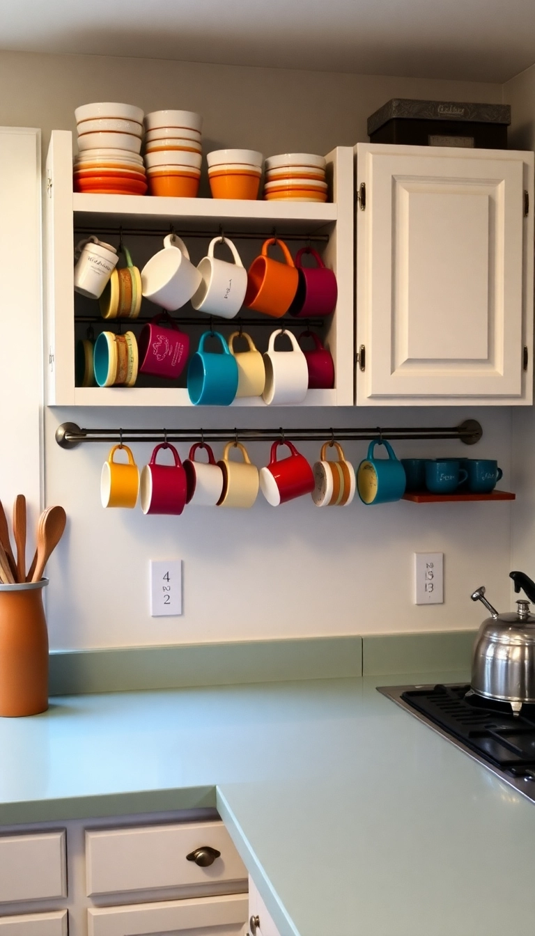 16 Genius DIY Organization Hacks That'll Transform Your Home (You’ll Be Amazed by #4!) - 13. Hanging Mugs for Kitchen Organization