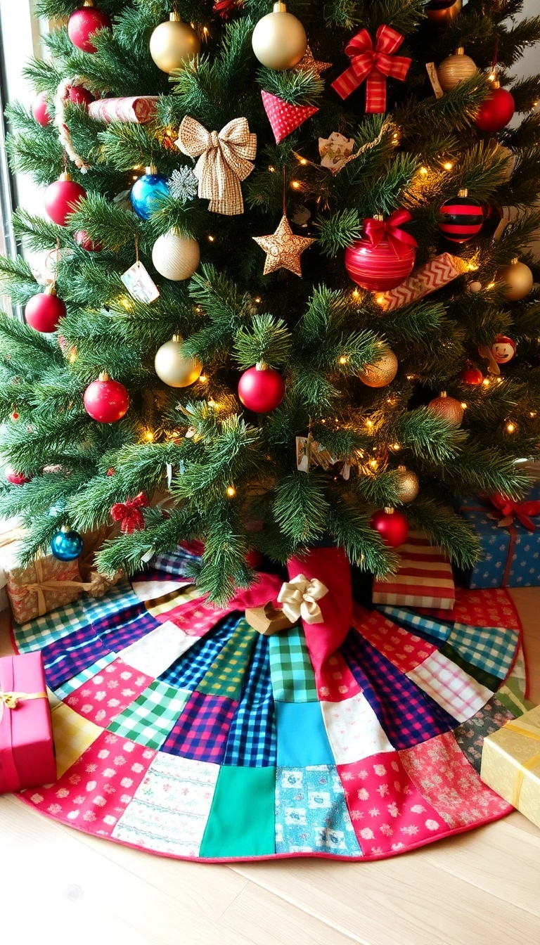 18 DIY Holiday Decorations That Will Wow Your Guests (You Won't Believe #12!) - 17. Fabric Scrap Tree Skirt