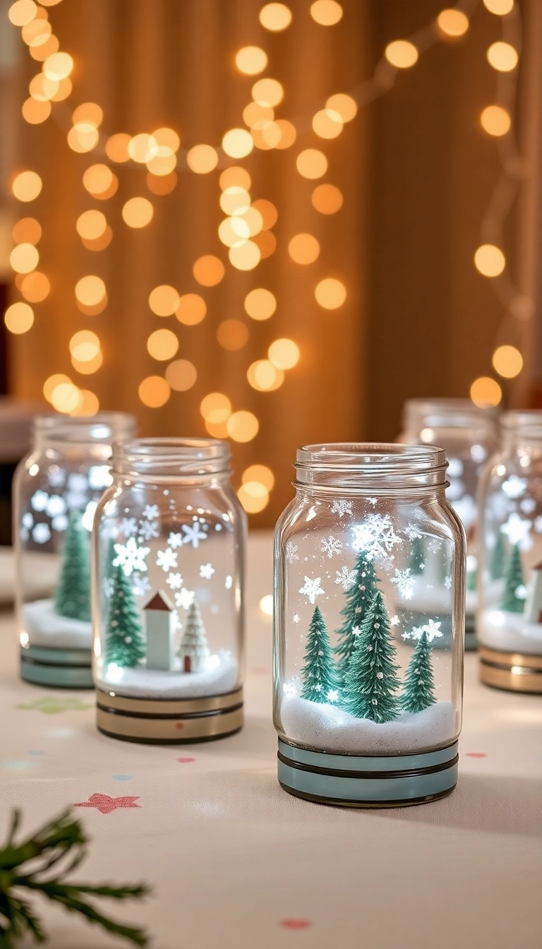 18 DIY Holiday Decorations That Will Wow Your Guests (You Won't Believe #12!) - 6. Snowy Mason Jar Snow Globes