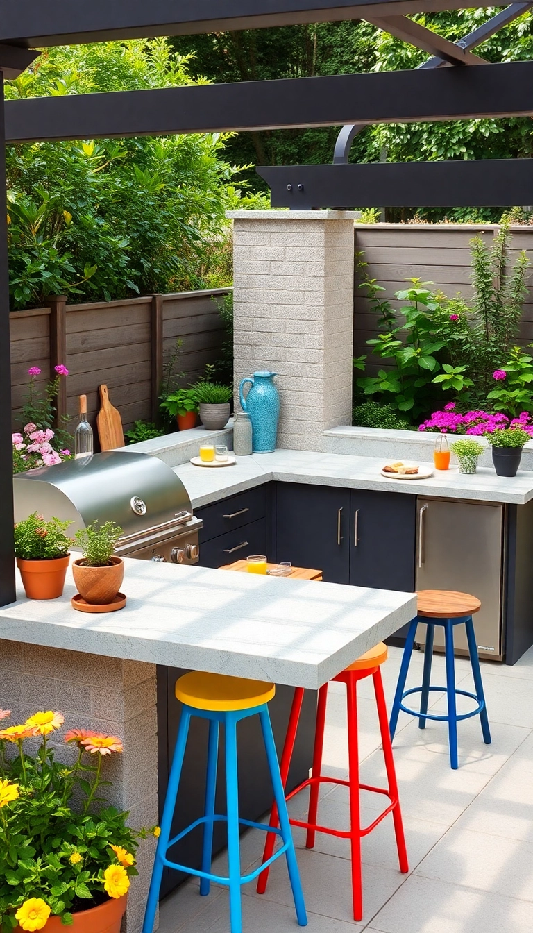 18 Outdoor Living Space Ideas That Will Turn Your Backyard Into a Paradise! - 5. Vibrant Outdoor Kitchen