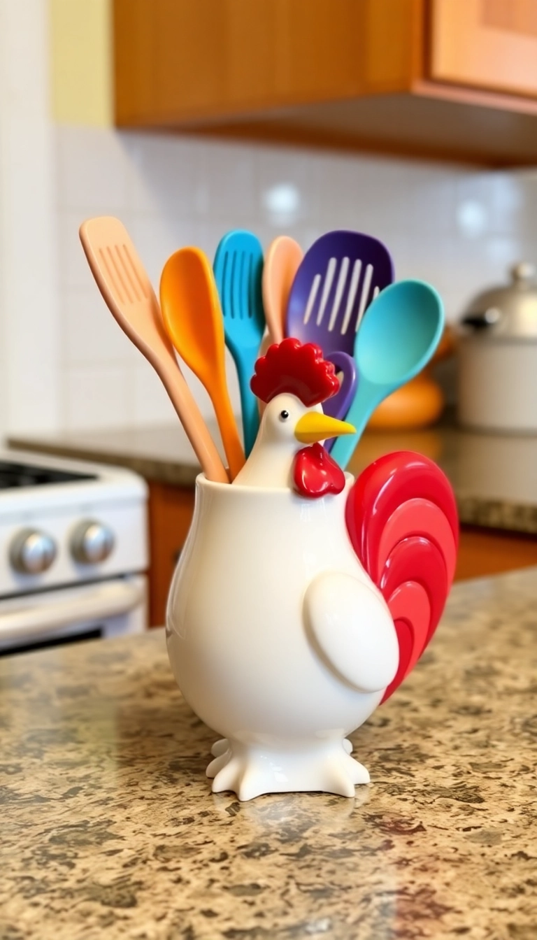 20 Kitschy Kitchen Decor Ideas That'll Make You Smile Every Time You Cook! - Kitschy Utensil Holders