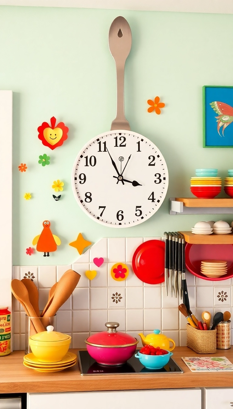 20 Kitschy Kitchen Decor Ideas That'll Make You Smile Every Time You Cook! - Kitschy Wall Clocks