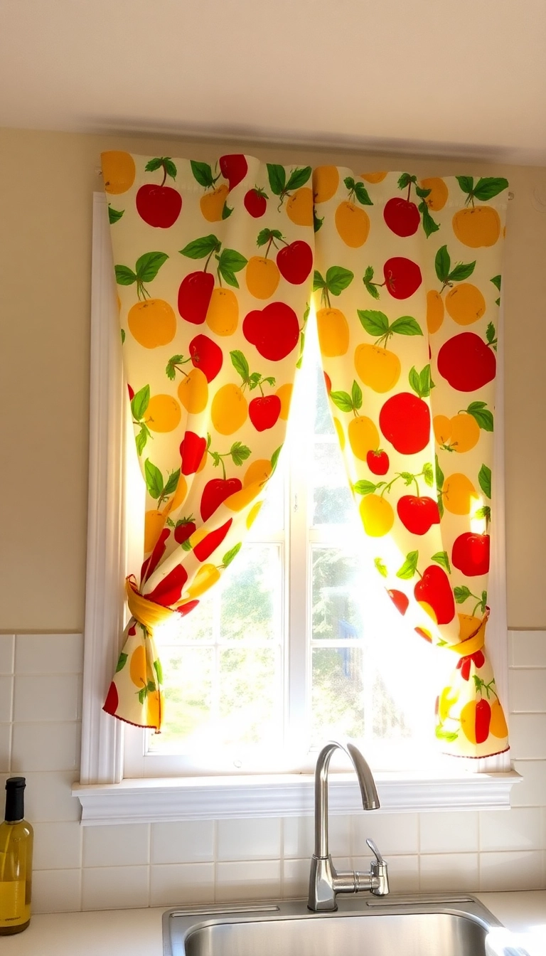 20 Kitschy Kitchen Decor Ideas That'll Make You Smile Every Time You Cook! - Playful Window Treatments