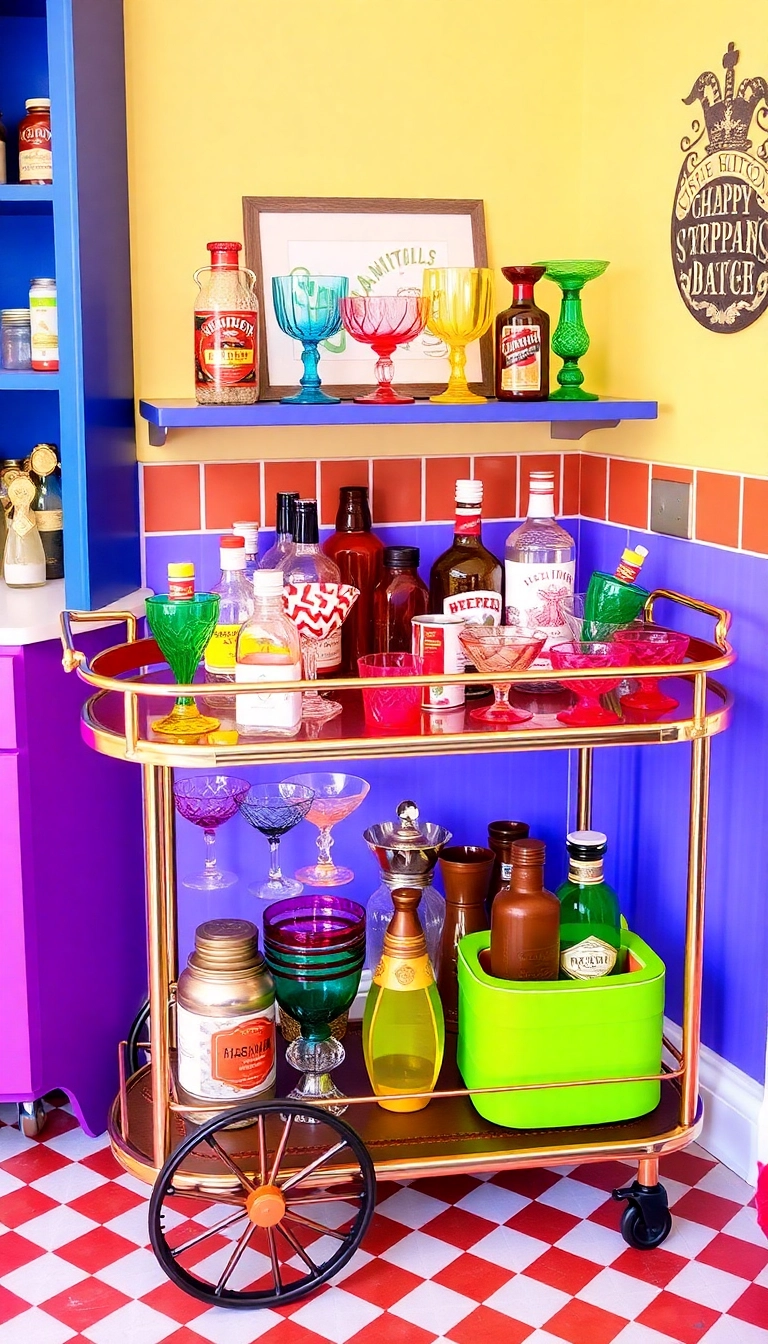 20 Kitschy Kitchen Decor Ideas That'll Make You Smile Every Time You Cook! - Retro Bar Carts