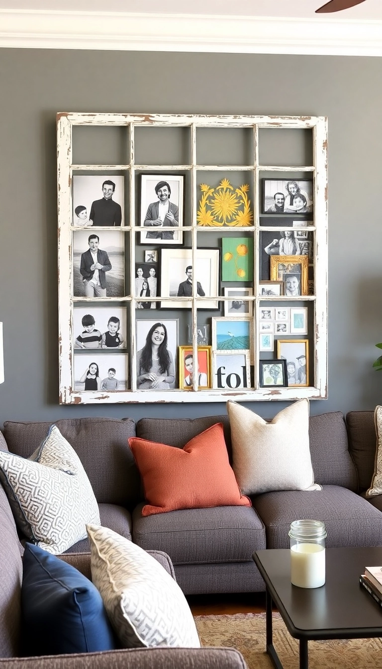 20 Mind-Blowing Upcycling Ideas You Won't Believe Are Made from Trash! - 7. Old Window Frame Photo Display