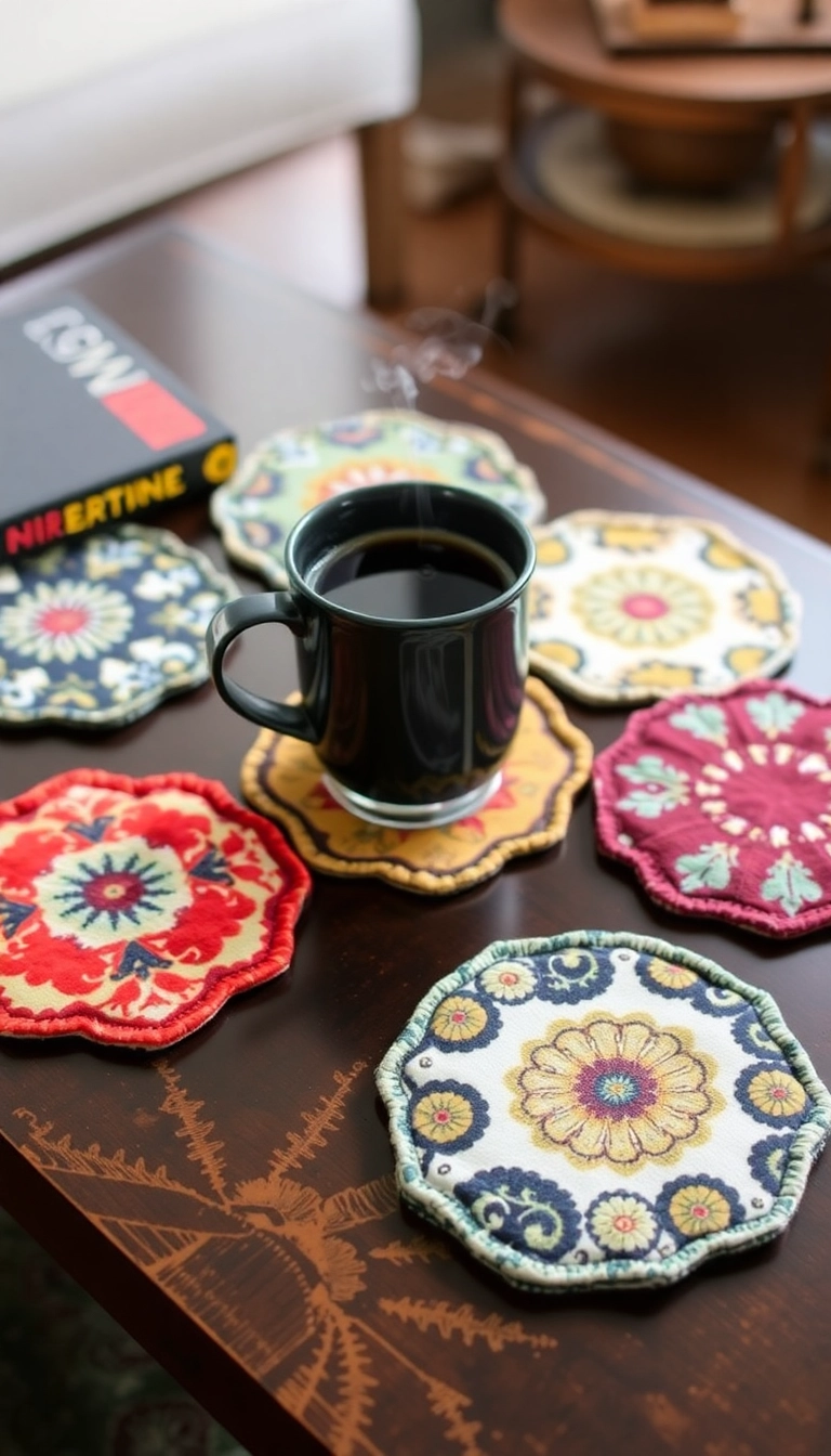 20 Stunning DIY Fabric Decorations That'll Transform Your Home (You Won't Believe #12!) - 11. DIY Fabric Coasters