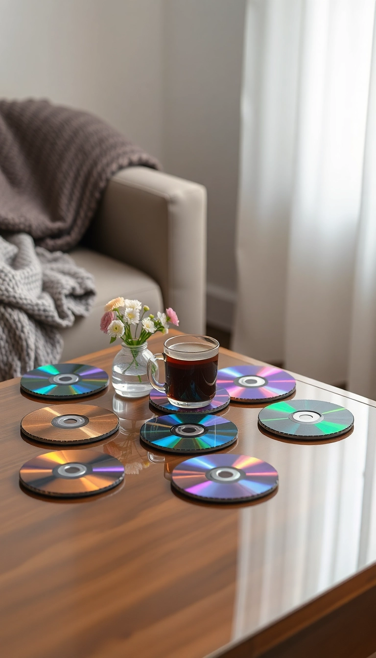 21 Brilliant Upcycling Ideas to Transform Trash into Treasure (You Won't Believe #10!) - 19. CD Coasters