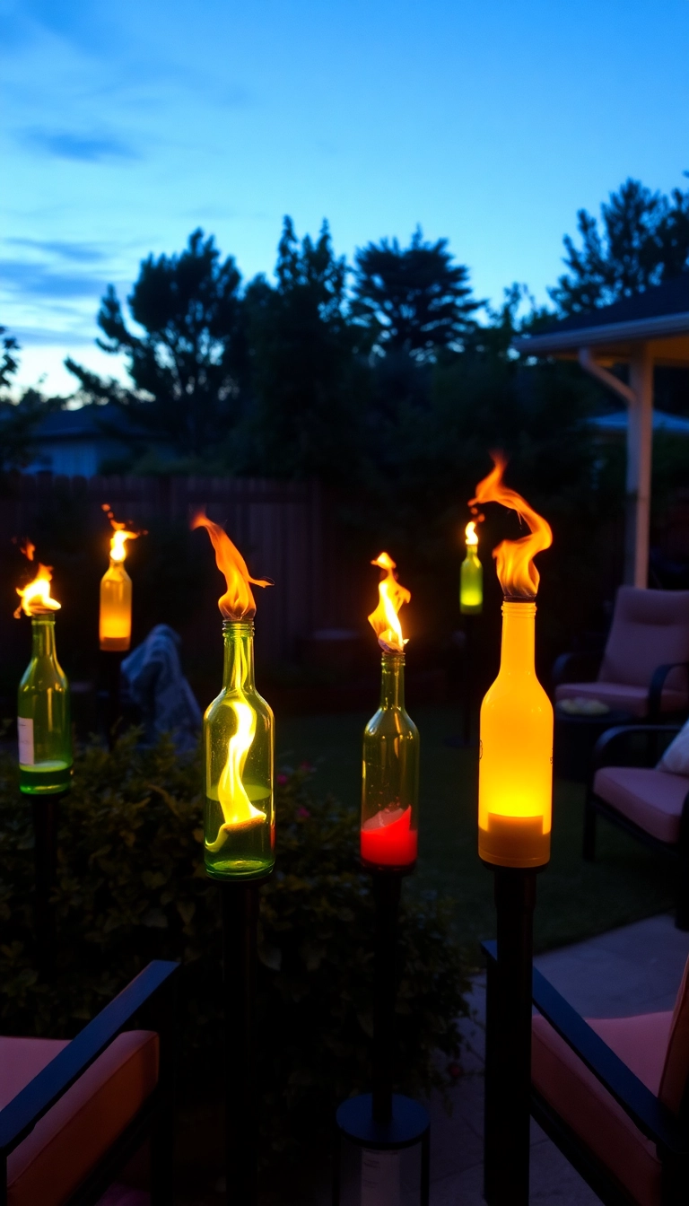 21 Brilliant Upcycling Ideas to Transform Trash into Treasure (You Won't Believe #10!) - 2. Wine Bottle Tiki Torch