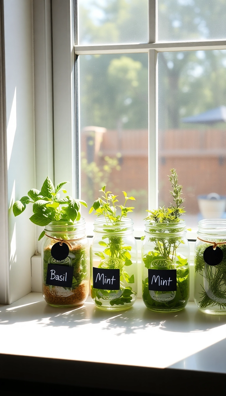 21 Brilliant Upcycling Ideas to Transform Trash into Treasure (You Won't Believe #10!) - 4. Mason Jar Herb Garden