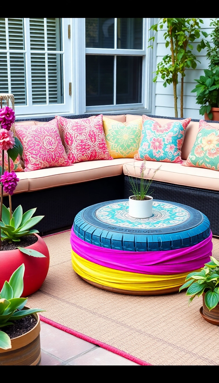 21 Brilliant Upcycling Ideas to Transform Trash into Treasure (You Won't Believe #10!) - 6. Tire Ottoman