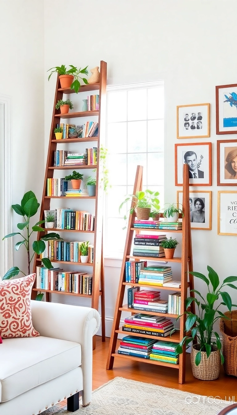 Repurposed Ladder Bookshelf