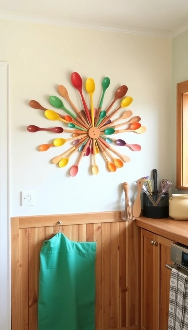 9. Repurposed Wooden Spoon Wall Art