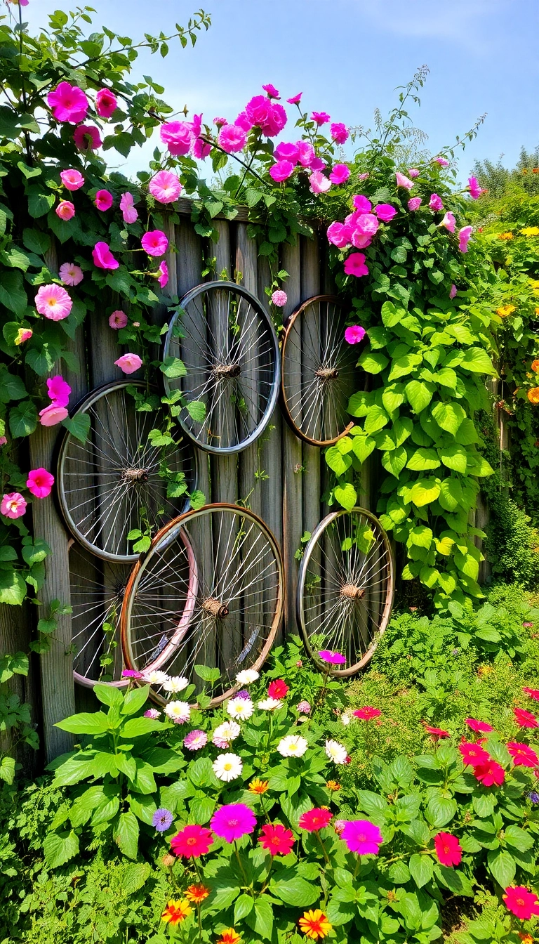 10. Bicycle Wheel Garden Decor