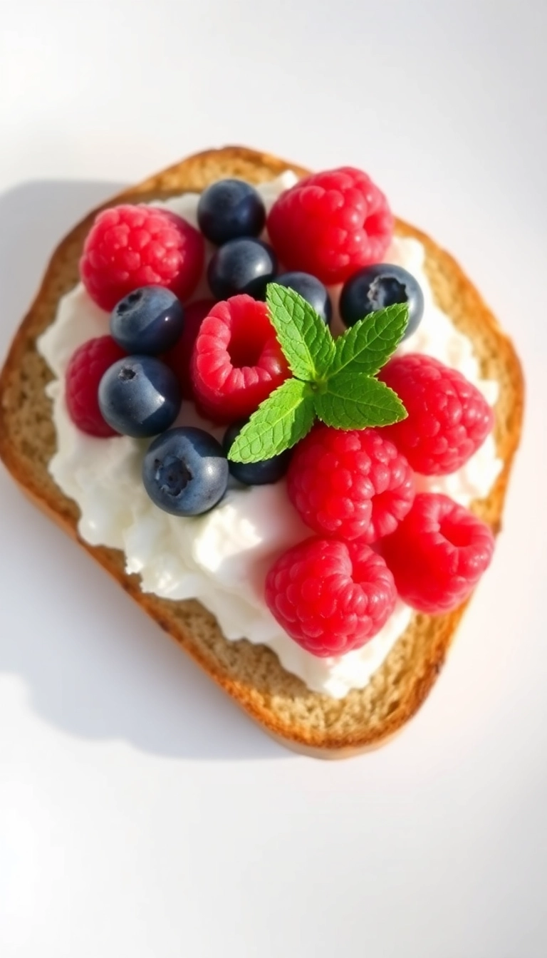 13. Toast with Cottage Cheese and Berries